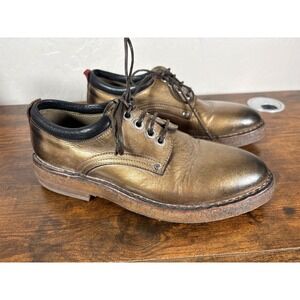MOMA Italian Metallic Bronze Leather Platform Oxford Shoes Mens 38 Burn Gold